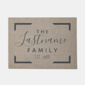 素朴モダンBurlap – 家族の歓迎 ドアマット (正面)