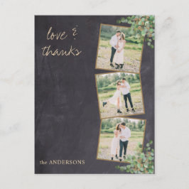 素朴モダンChalkboard写真結婚の感謝 ポストカード