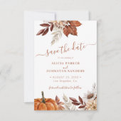 素朴モダンterracottaフローラQRコード結婚の セーブザデート (正面)