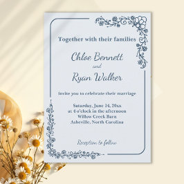 素朴モノクロフローラ結婚の 招待状