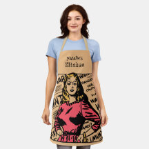 素朴モノグラムのなレトロキッチンシェフ女性