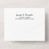 素朴モノグラムの写真結婚の オールインワン招待状 (裏面)