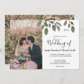 素朴モノグラムの写真結婚の 招待状 (正面/裏面)