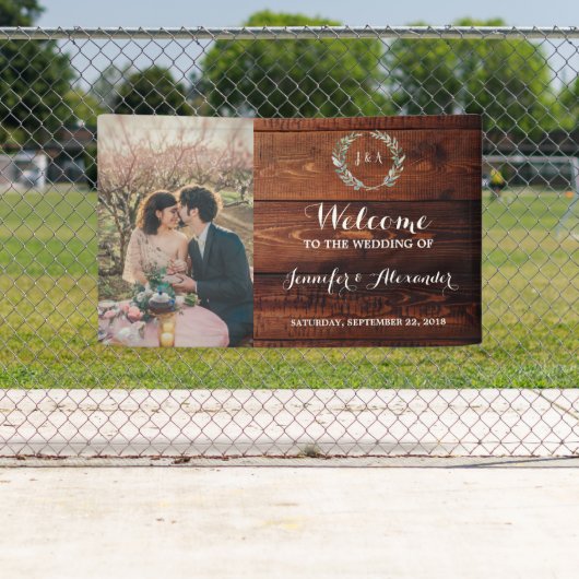 素朴モノグラムの結婚写真へようこそ 横断幕 (インサイチュ)