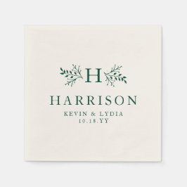 素朴モノグラムダークグパーソナライズされたリー結婚ン スタンダードカクテルナプキン
