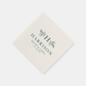 素朴モノグラムダークグパーソナライズされたリー結婚ン スタンダードカクテルナプキン (角)