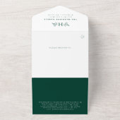 素朴モノグラム緑の取り外し可能な休日の写真 オールインワン招待状 (外側)