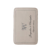 素朴モノグラム&ネーム新結婚婚のシック バスマット (正面縦)