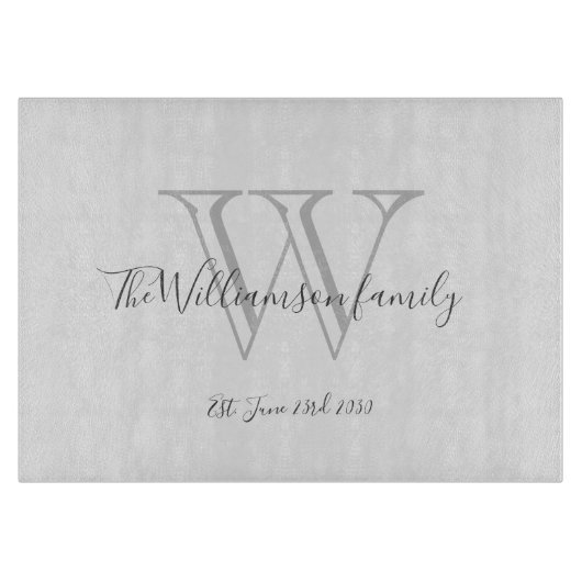 素朴モノグラム+ファミリ名カッコいい日 カッティングボード (正面)