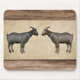 素朴ヤギと木目 マウスパッド