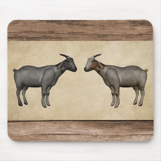 素朴ヤギと木目 マウスパッド (正面)