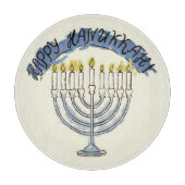 素朴ユダヤ人ヒリ絵を描ダイハヌカー（ユダヤ教）メノラー カッティングボード (正面)