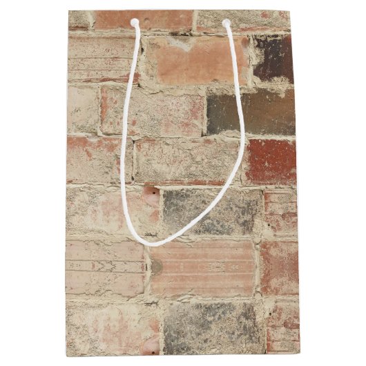 素朴ユニークヴィンテージ旧レンガの自然なテクスチャ ミディアムペーパーバッグ (正面)