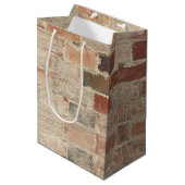 素朴ユニークヴィンテージ旧レンガの自然なテクスチャ ミディアムペーパーバッグ (正面アングル)