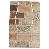 素朴ユニークヴィンテージ旧レンガの自然なテクスチャ ミディアムペーパーバッグ (裏面)