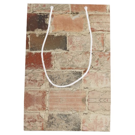 素朴ユニークヴィンテージ旧レンガの自然なテクスチャ ミディアムペーパーバッグ (裏面)