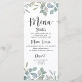 素朴ユーカリの水の色の緑と白結婚の メニュー (正面)