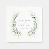 素朴ユーカリグリーンリー結婚ボホ スタンダードカクテルナプキン (正面)