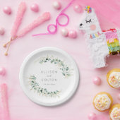 素朴ユーカリグリーンリー結婚ボホ ペーパープレート (パーティー)