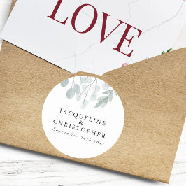 素朴ユーカリシンプルフローラ水の色結婚の ラウンドシール