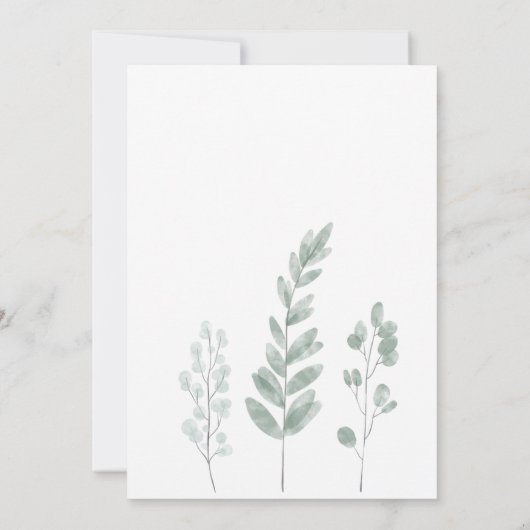 素朴ユーカリフローラのリハ結婚ーサルディナー 招待状 (裏面)