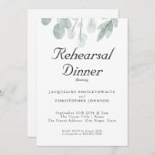 素朴ユーカリフローラのリハ結婚ーサルディナー 招待状 (正面/裏面)