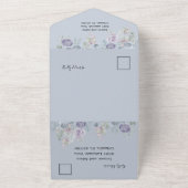 素朴ユーカリフローラダスティブルー結婚ズ オールインワン招待状 (外側)