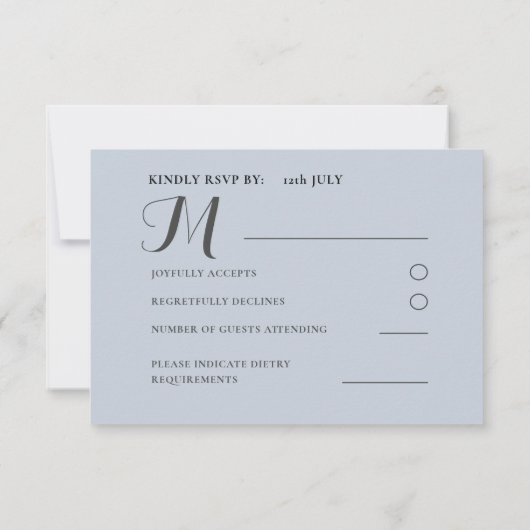 素朴ユーカリフローラダスティブルー結婚ズ 出欠カード (裏面)