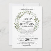 素朴ユーカリリースエレガントボホ結婚ス 招待状 (正面)