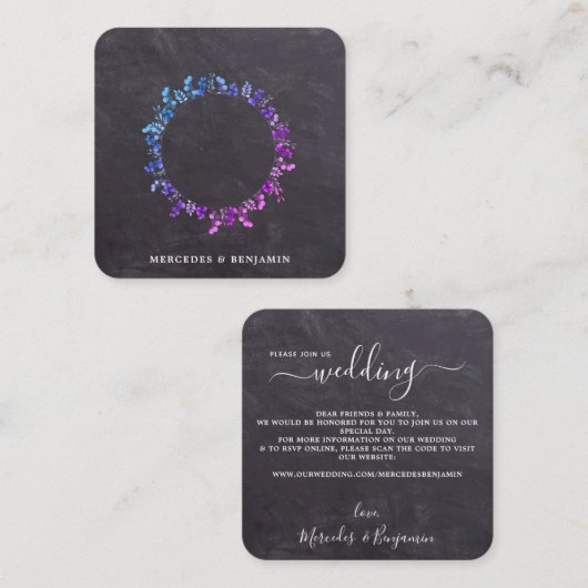 素朴ユーカリ植物学QRコー結婚ド スクエア名刺 (正面/裏面)