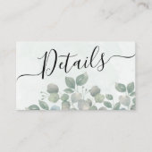 素朴ユーカリ水の色のセージ緑結婚の エンクロージャーカード (正面)