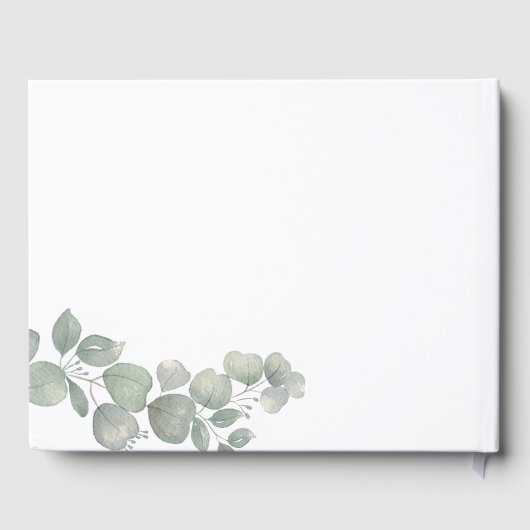 素朴ユーカリ水の色ダスティブルー結婚ズ ゲストブック (裏面)