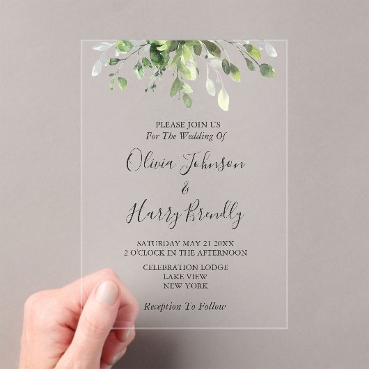 素朴ユーカリ結婚グリネリー アクリル招待状 (インサイチュ (ポータブル))