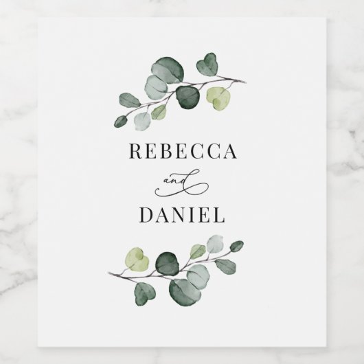 素朴ユーカリ結婚グリーパーソナライズされたズ ワインラベル (シングルラベル)