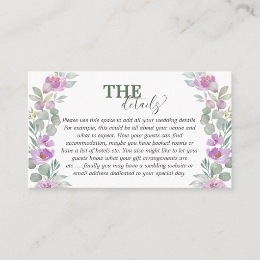 素朴ユーカリ結婚ピンク詳細 エンクロージャーカード (正面)