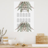 素朴ユーカリ結婚リーフ座席表 ポスター (キッチン)