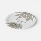 素朴ユーカリ結婚ー葉 ペーパープレート (アングル)
