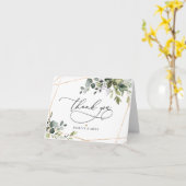 素朴ユーカリ緑の金ゴールド幾何学模様 カード (黄色い花)