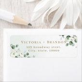 素朴ユーカリ緑フローラ差出人住所 ラベル (インサイチュ)