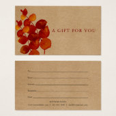 素朴ユーカリ葉ギフト証 (正面&裏面)