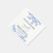 素朴ユーカリ葉スブルーボタニッ結婚クス スタンダードカクテルナプキン (角)