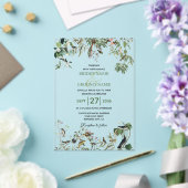素朴ユーカリ葉ヴィンテージグリーナリー結婚ズ アクリル招待状 (インサイチュ (ウェディング))