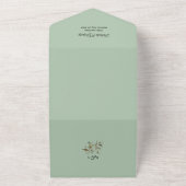 素朴ユーカリ葉ヴィンテージグリーナリー結婚ズ オールインワン招待状 (外側)
