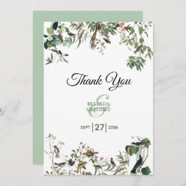 素朴ユーカリ葉ヴィンテージグリーナリー結婚ズ サンキューカード