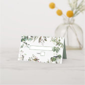 素朴ユーカリ葉ヴィンテージグリーナリー結婚ズ プレイスカード (正面)