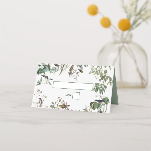 素朴ユーカリ葉ヴィンテージグリーナリー結婚ズ プレイスカード (正面)