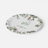 素朴ユーカリ葉ヴィンテージグリーナリー結婚ズ ペーパープレート (アングル)