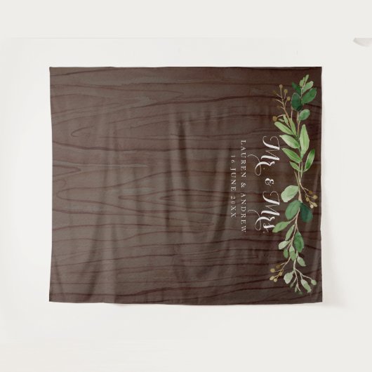 素朴ユーカリ葉結婚スの写真の背景 タペストリー (正面(横))