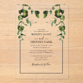 素朴ユーカリ葉結婚式招待状 アクリル招待状