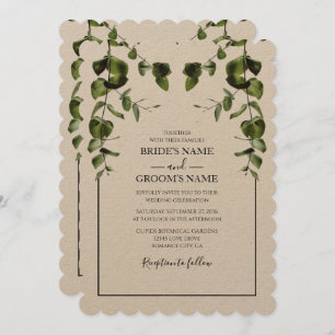 素朴ユーカリ葉結婚式招待状 招待状